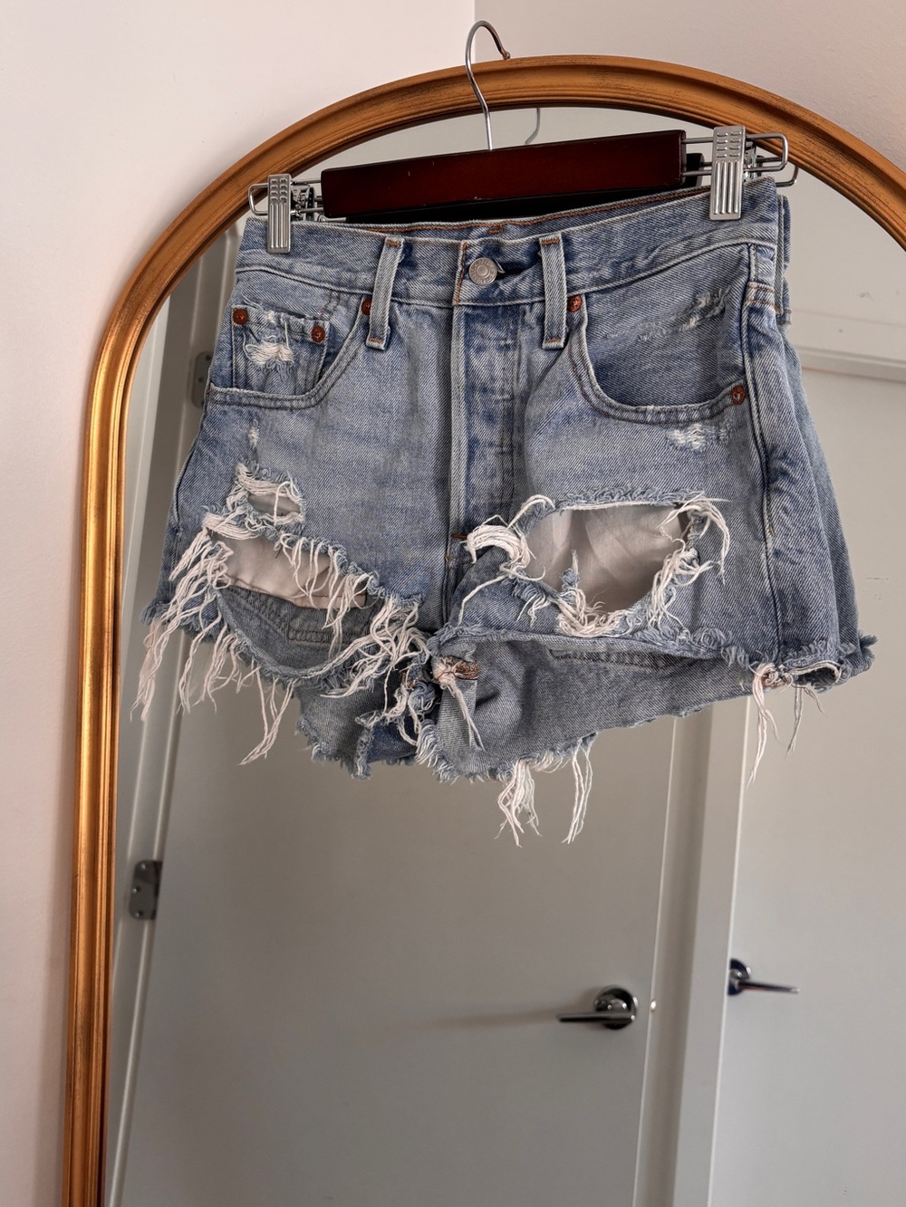 Levi's Light Blue Distressed Denim Cutoff Shorts